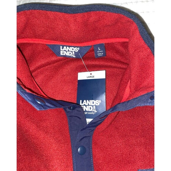 Land's End Men's Fleece Collar Long Sleeve Quarter Snap Button Up Jacket - Large - Picture 3 of 6